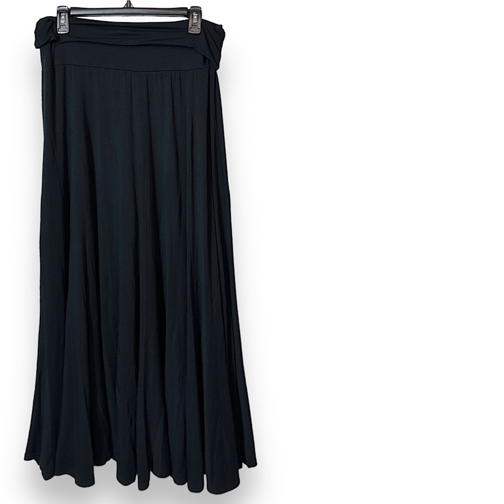 Comfy brand QVC maxi skirt women's Large black essentials capsule wardrobe modal